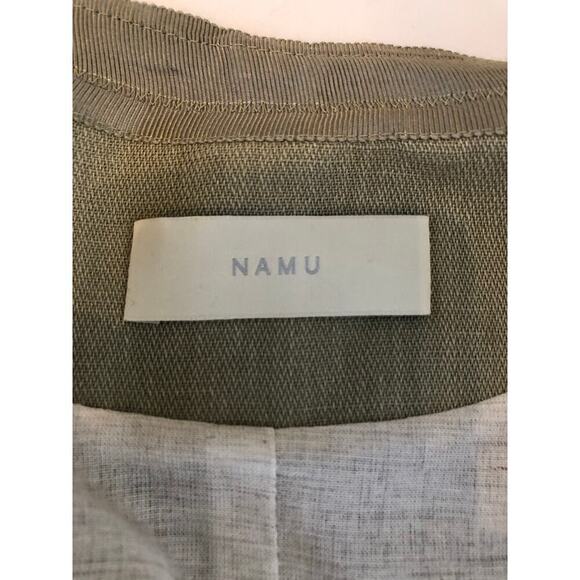 NAMU Belted Linen Sleeveless Midi Dress V- Neckline Minimalist Casual Sz: L - Picture 11 of 15